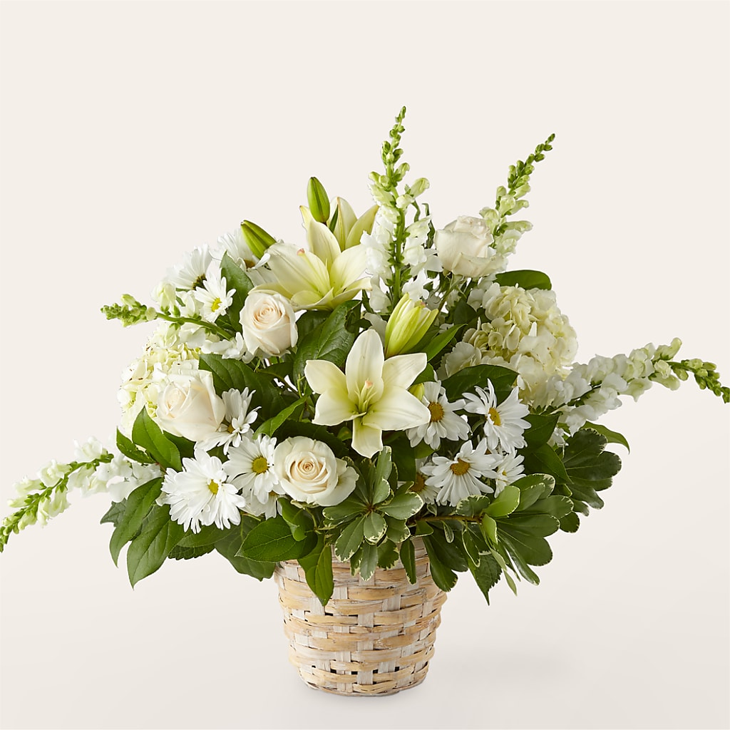 Ivory Elegance Floral Basket – DESIGNER'S TOUCH FLORIST & GIFT SHOP LLC, West Union SC