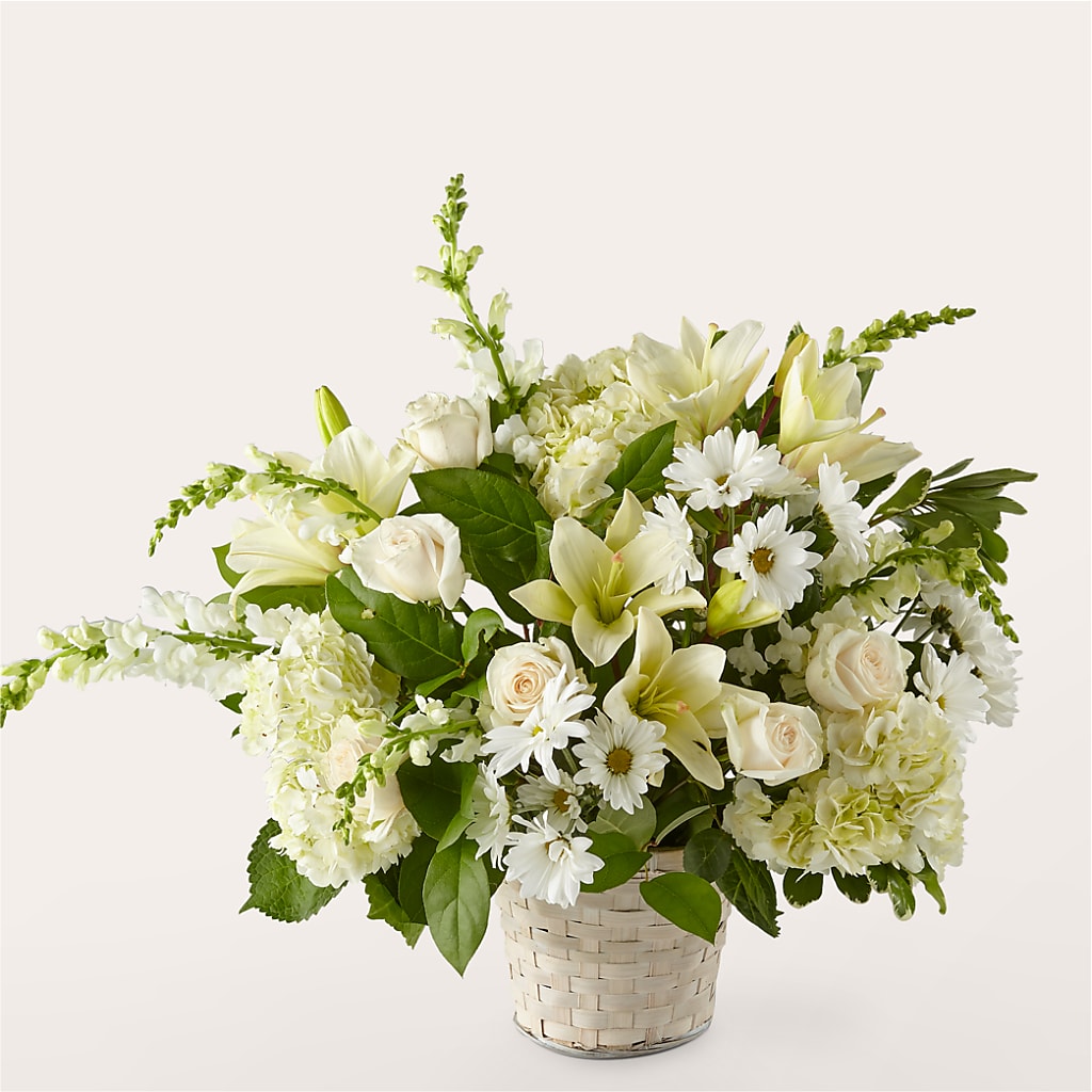 Ivory Elegance Floral Basket – DESIGNER'S TOUCH FLORIST & GIFT SHOP LLC, West Union SC