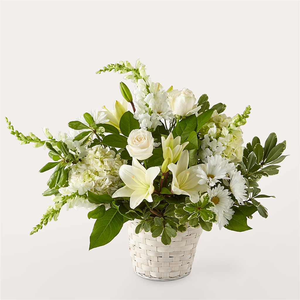 Ivory Elegance Floral Basket – DESIGNER'S TOUCH FLORIST & GIFT SHOP LLC, West Union SC