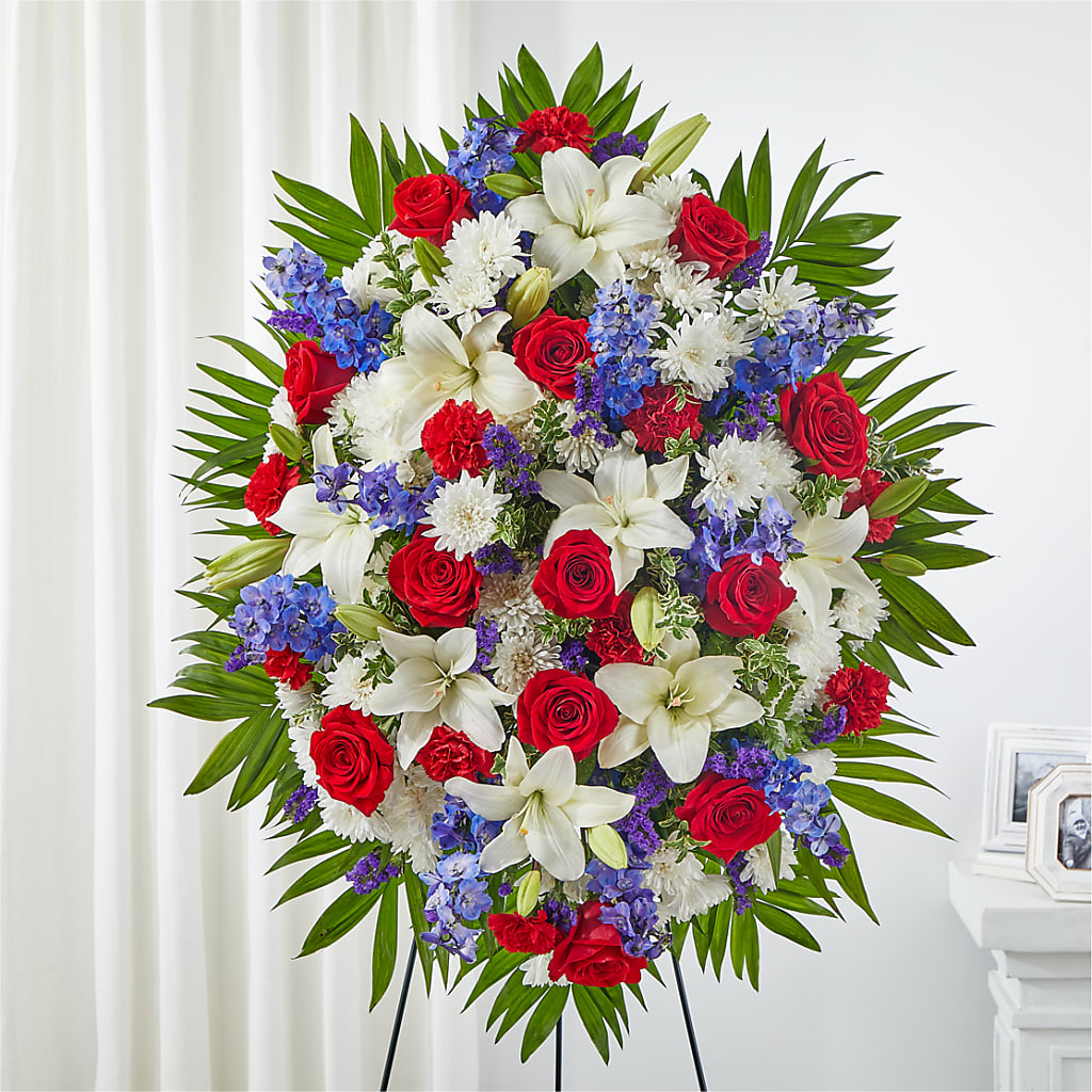 Cherished Service Standing Spray – DESIGNER'S TOUCH FLORIST & GIFT SHOP LLC, West Union SC