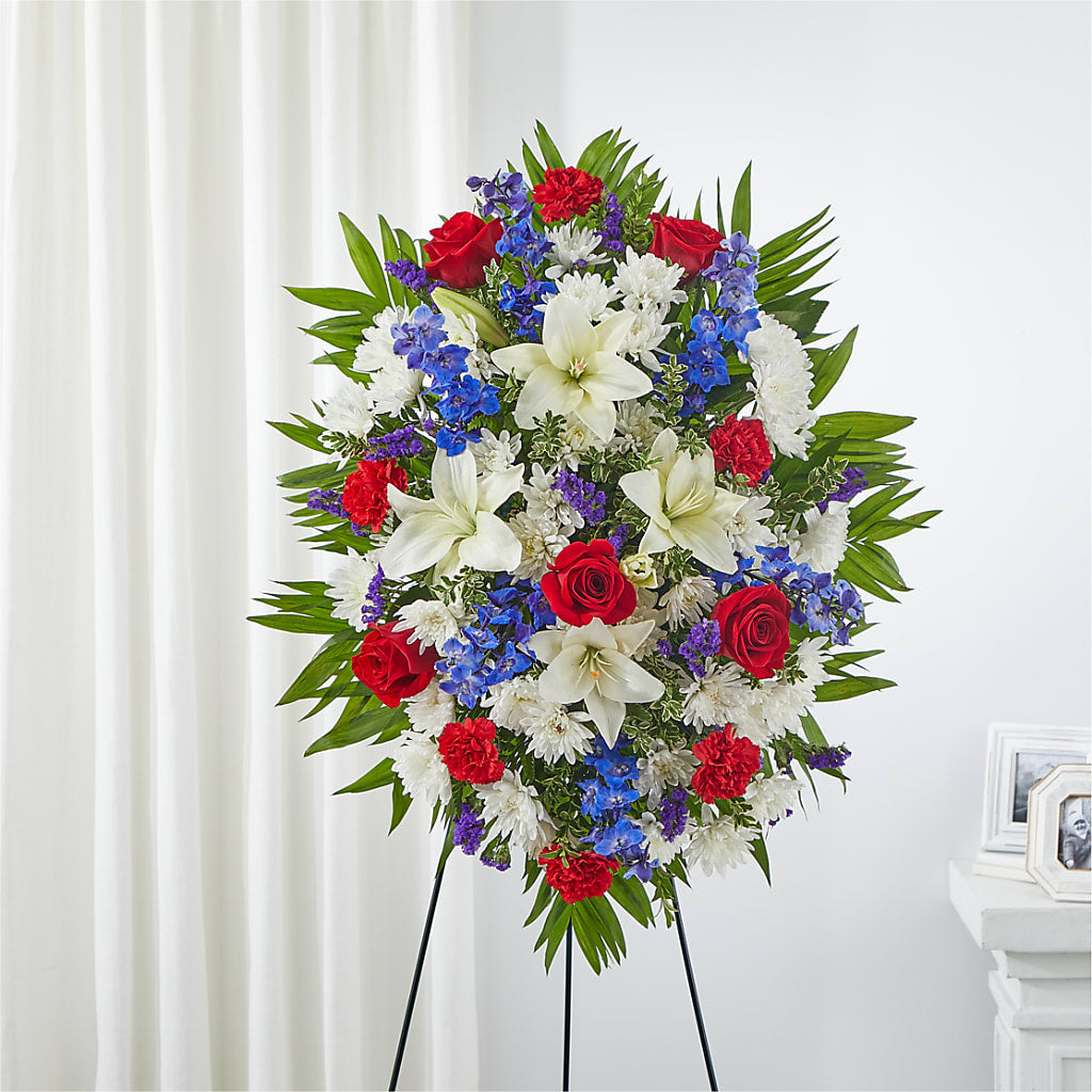 Cherished Service Standing Spray – DESIGNER'S TOUCH FLORIST & GIFT SHOP LLC, West Union SC