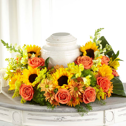 Faithful Sunflower Cremation Adornment – DESIGNER'S TOUCH FLORIST & GIFT SHOP LLC, West Union SC